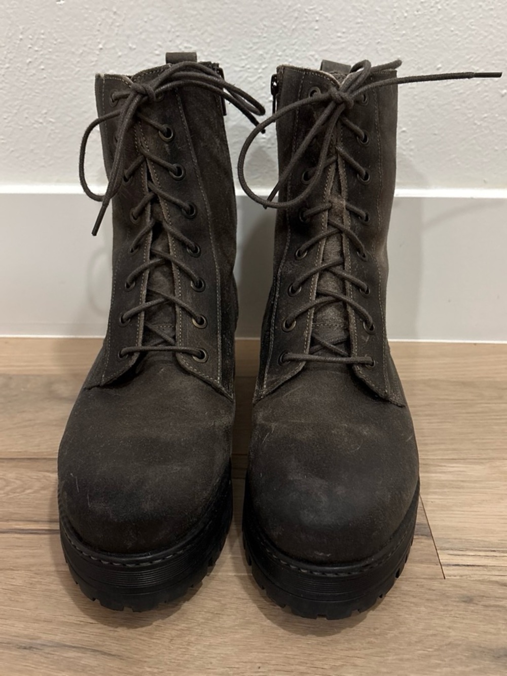 Taos Boot Camp Charcoal Grey Leather Combat Boots Sz 41 US 10-10.5